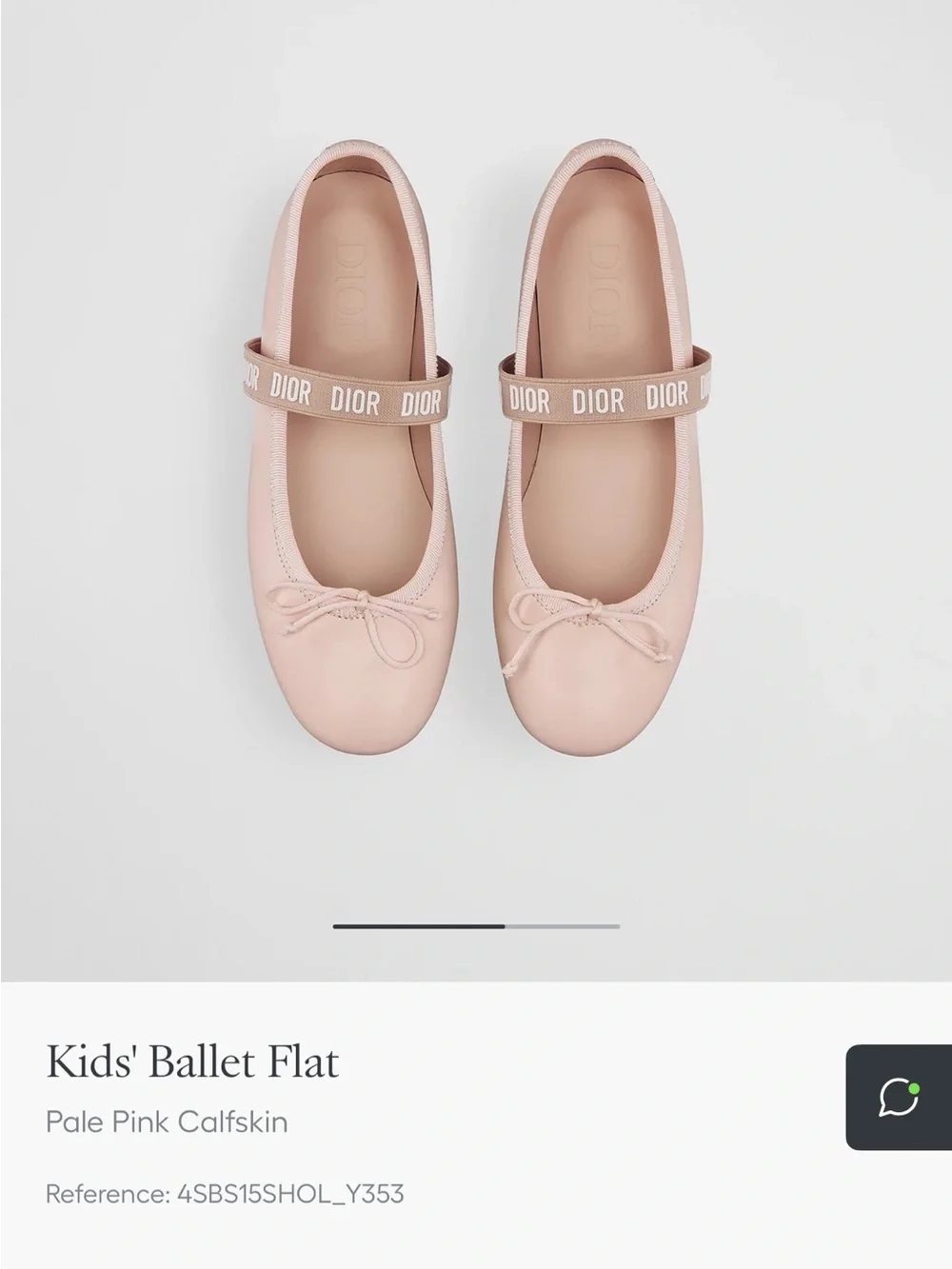 Dior Girls' Pale Pink Logo Strap Ballet Flats